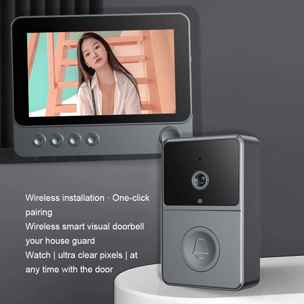 2.4Ghz Wireless Two Way Audio Infrared Night Vision Door Monitoring Doorbell Video Intercom Camera 4.3" IPS Screen 640x480P View