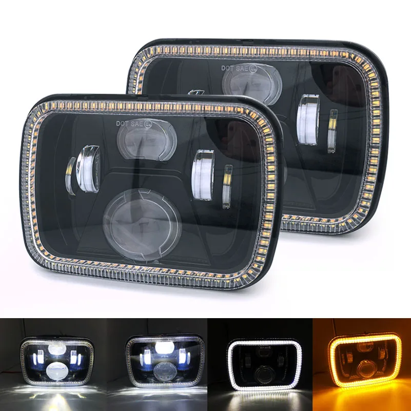 

2 pcs Square 7x6 5X7 inch LED Headlights with High Low Beam H6054 6054 Led Headlight For Jeep Wrangler YJ Cherokee GMC.