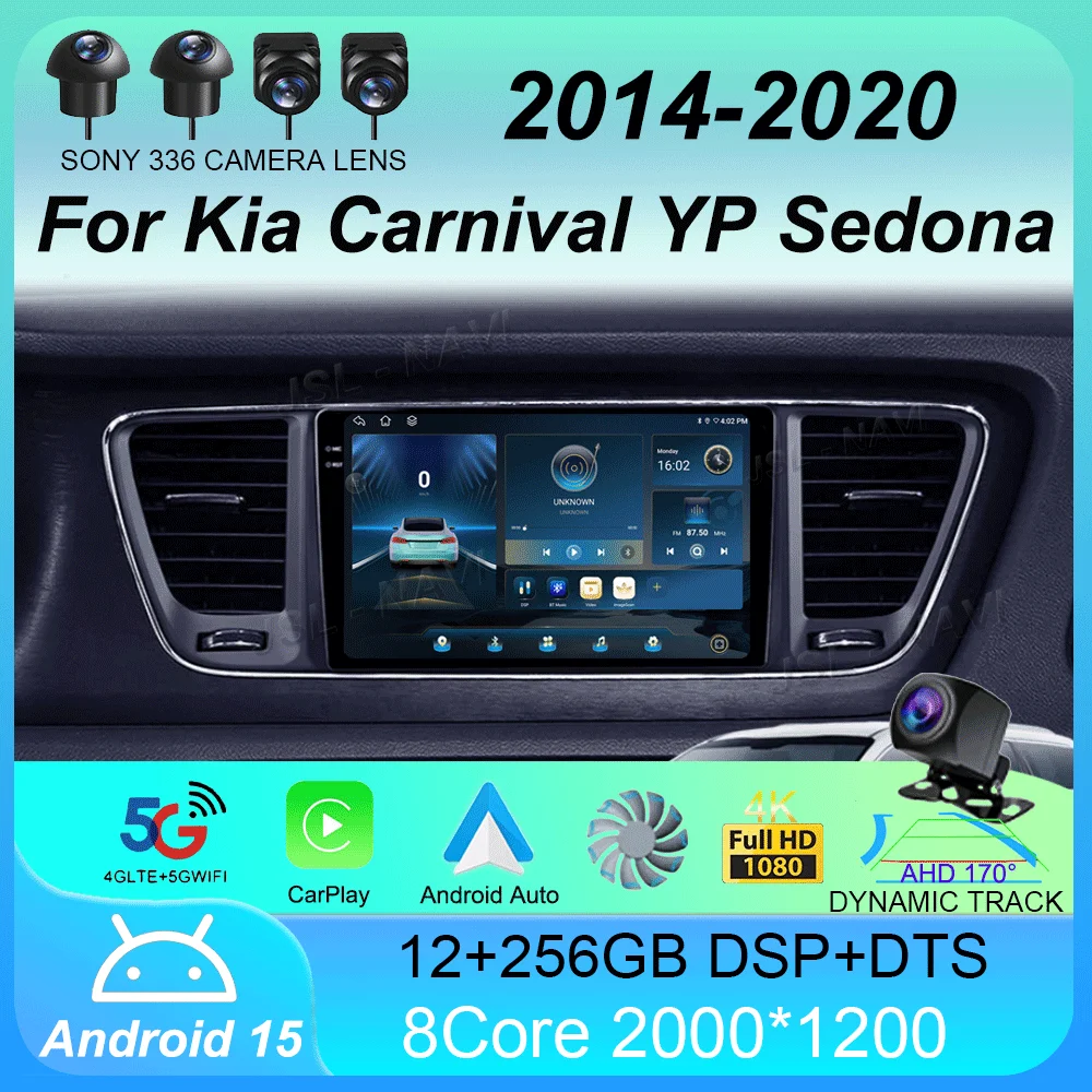 Android 16 For Kia Carnival YP Sedona 2014 2015 2016 2017 2018 2020 2 Din Multimedia Car Radio 4G Wifi GPS DVD BT Carplay