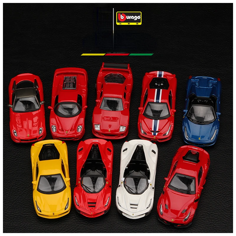 Bburago Ferrari asli mainan simulasi 1:64 mobil Aloi Model SF90 SP1 Lafa mainan Die-cast logam hadiah anak laki-laki