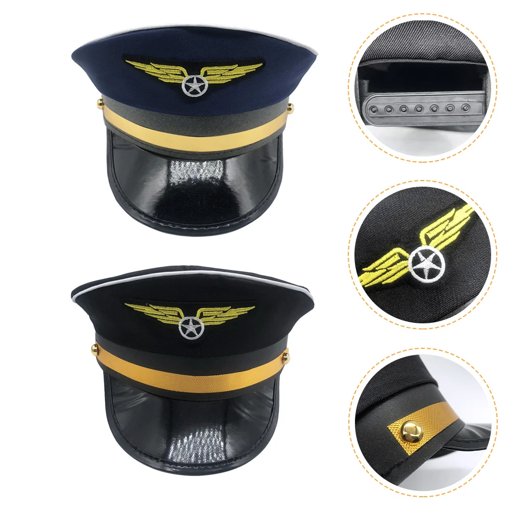 2 Pcs Halloween Costume Hat Pilot Women's Hats & Caps Accessories Party Handheld Flight Attendant