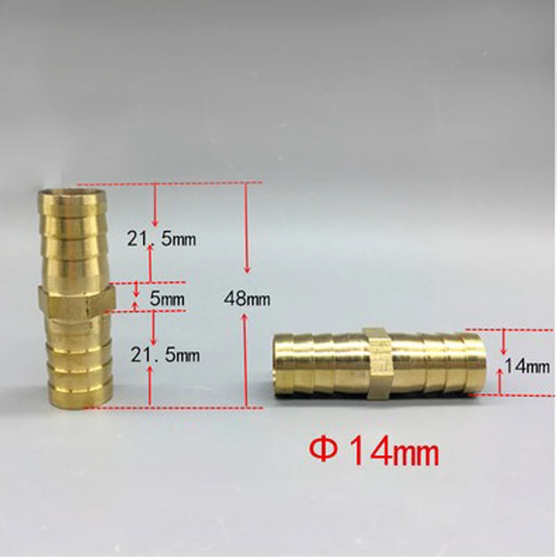 4mm 6mm 8mm 10mm 12mm 14mm 19mm Brass Straight Hose Pipe Fitting Equal Barb Gas Copper Barbed Coupler Connector Adapter