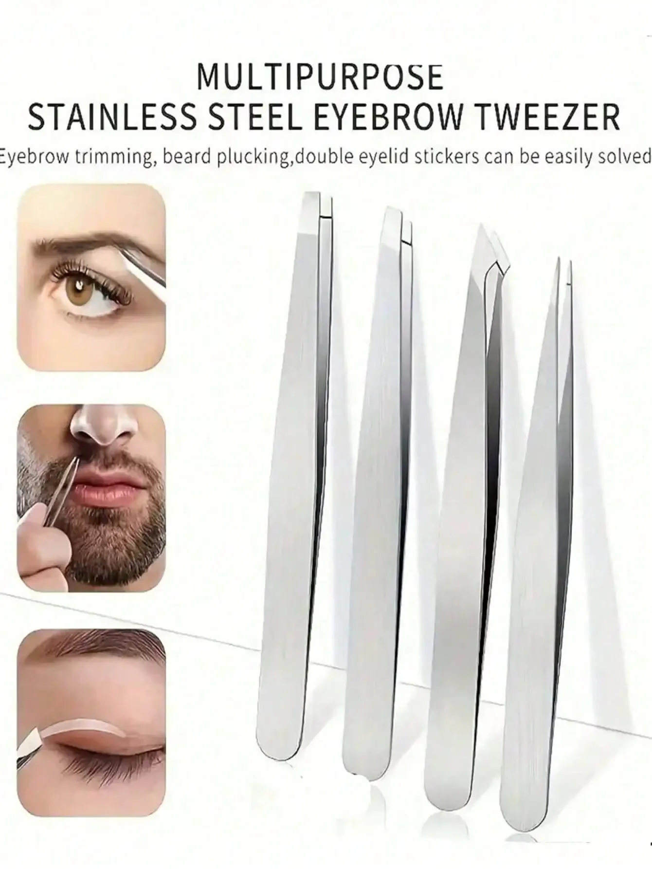 Professional Stainless Steel Eyebrow Tweezers Set