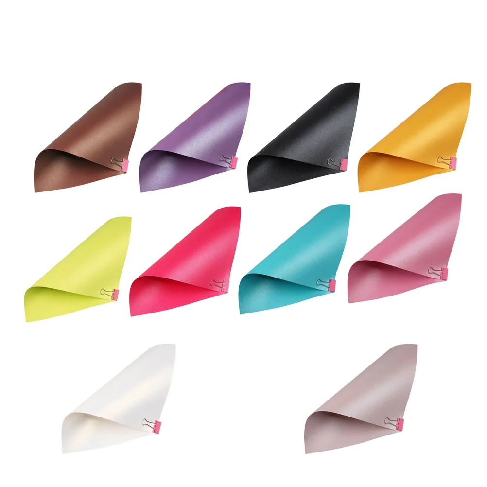 20 Pcs Shimmer Cardstock Folding Paper Pearlescent Packing Packaging Colored Flash