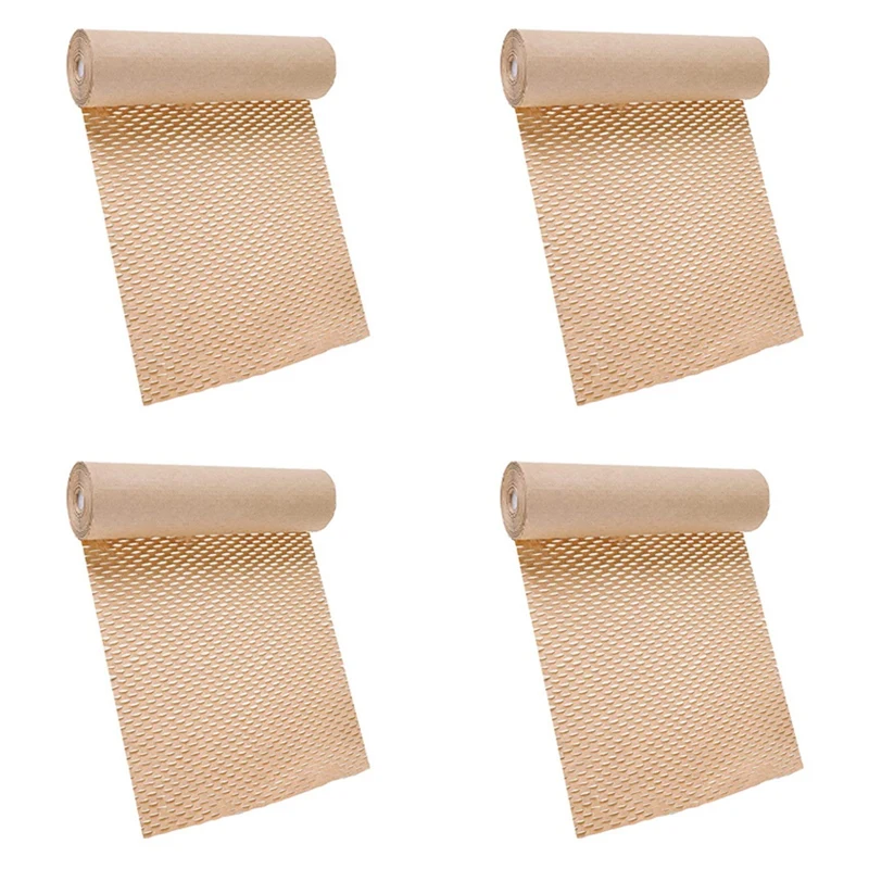 

4X Honeycomb Packaging Paper Cushioning Kraft Paper Wrap Roll 11.8 Inch X 65 Feet Eco-Friendly Honeycomb Protective Wrap