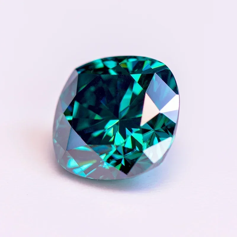 Pierre Moissanite coupe coussin couleurs primaires couleur vert émeraude laboratoire grandir diamant pierres précieuses en gros avec certificats GRA