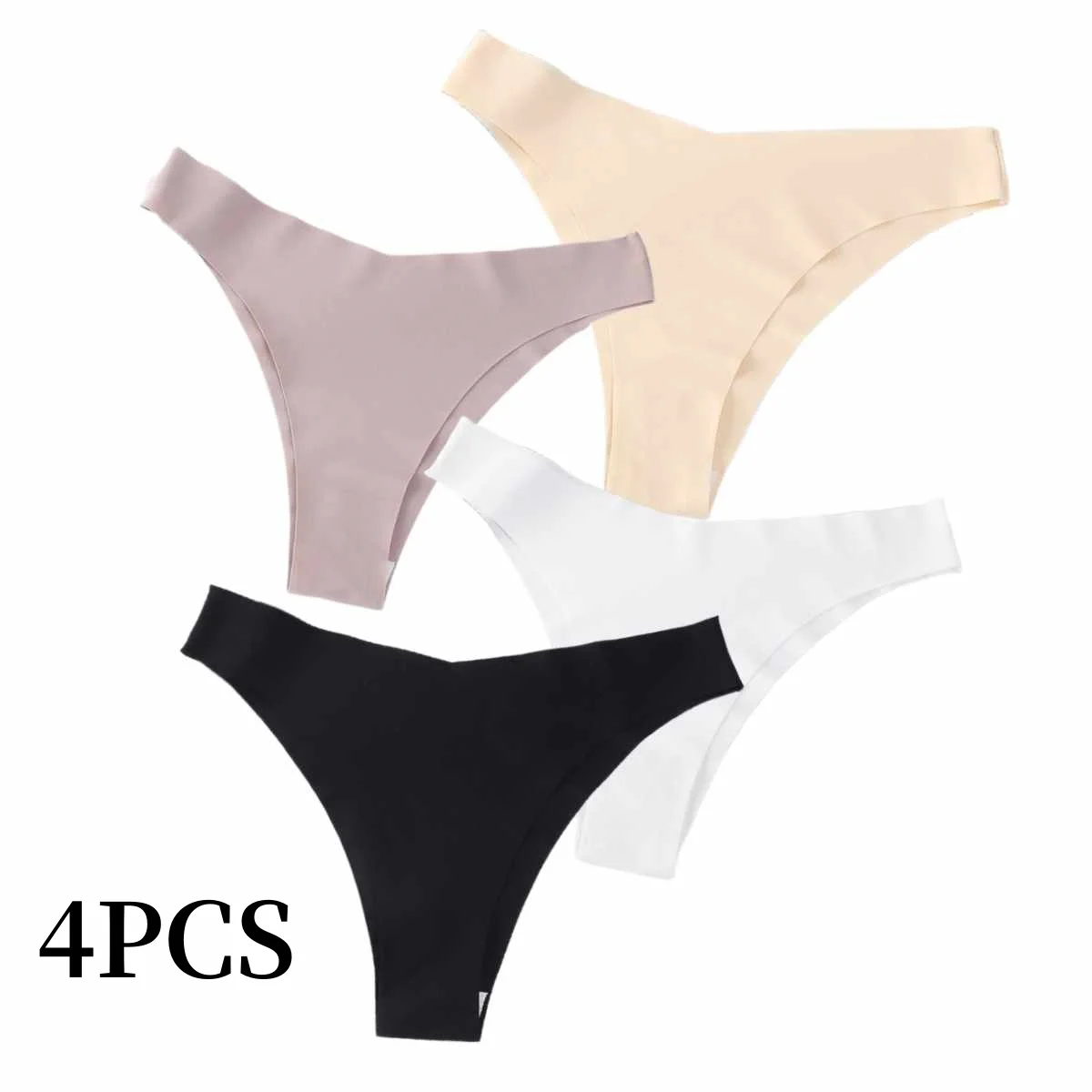 4Pcs/Set Seamless Panties Women Low Rise V-Shaped Briefs Soft Silky Crotch Cotton Quick-Drying Sport Female Underpants Underwear