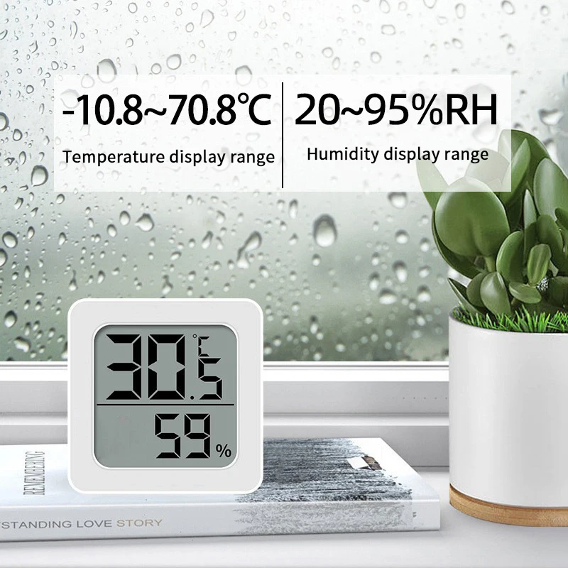 Mini-Hygrometer, Innentemperatur- und Luftfeuchtigkeitsmesser, LCD-Display für Zuhause, Büro, Zimmer, Wandmontage, Desktop-Messgerät