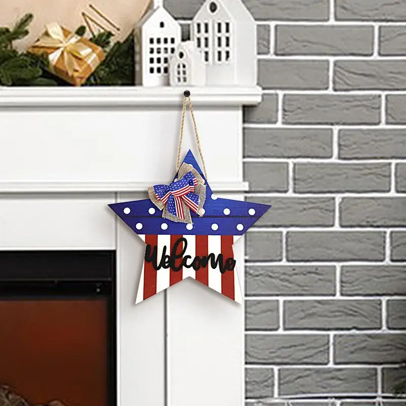 4th Of July Door Sign Independence Day Welcome Sign Independence Day Door Sign With Cute Bow Outdoor Outside Porch Decor