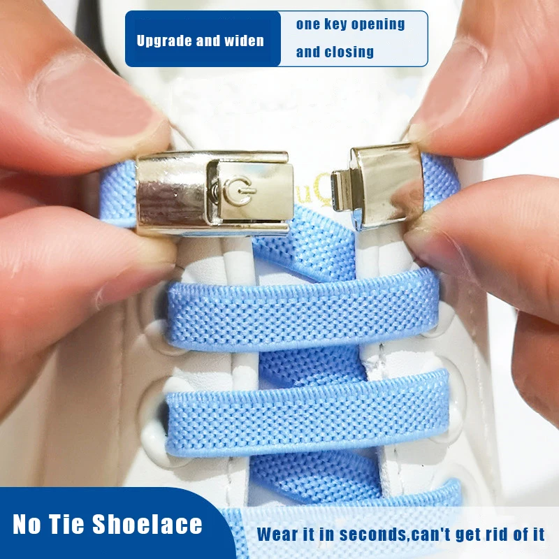 

No Tie Shoe laces 8MM Widened Flat Press Lock Shoelaces without ties Elastic Laces Sneaker Kids Adult Shoelace for Shoes