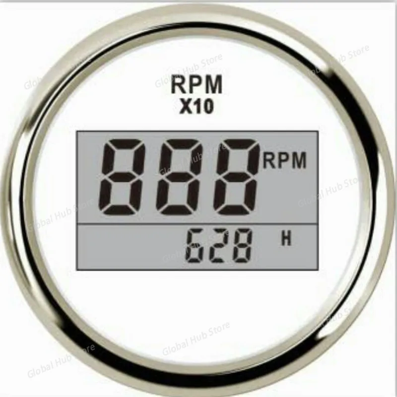 

52mm Marine Tachometer Car Truck Boat Engine Tacho Gauge with Hourmeter Digital Tacometro 0-9990 RPM Meter Toerenteller 9-32V
