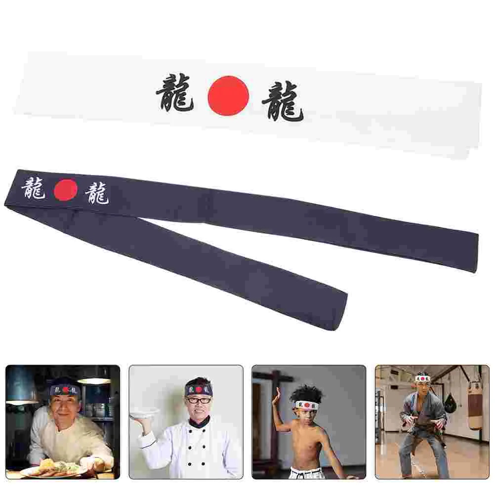 2 Pcs Headbands Japanese Hair Sushi Chef Bandana Karate Portable for Samurai Ninja