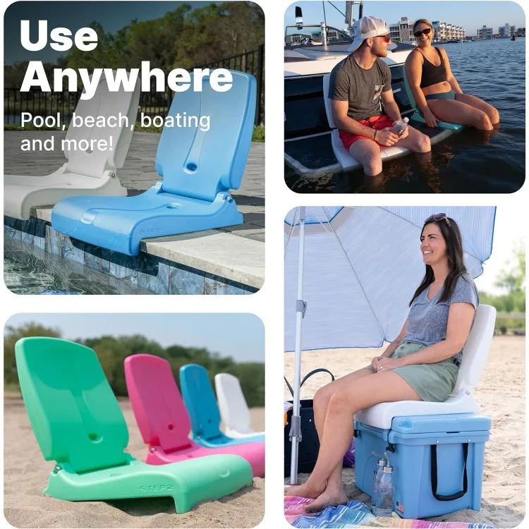 Foldable Adult Flip Seat, Portable Outdoor Chair for Poolside, Tailgating, Provides Back Support When Sitting on Ground