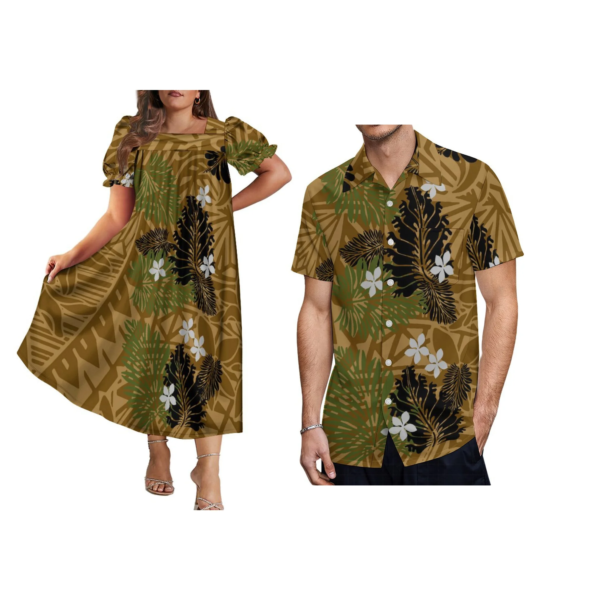 Robe d'été MuMu pour femmes, col carré, chemise Design polynésien, Design Tribal Samoa, cadeau polynésien