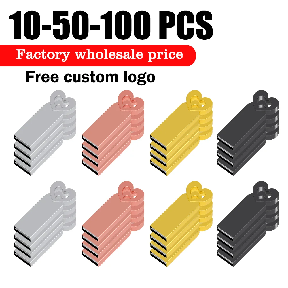 

10/50/100PCS/lot Metal Pen Drive 64GB 128GB Free Logo USB Flash Drive 32GB Flash Disk 16GB 8GB 4GB 2GB 1GB Memory Stick 512MB