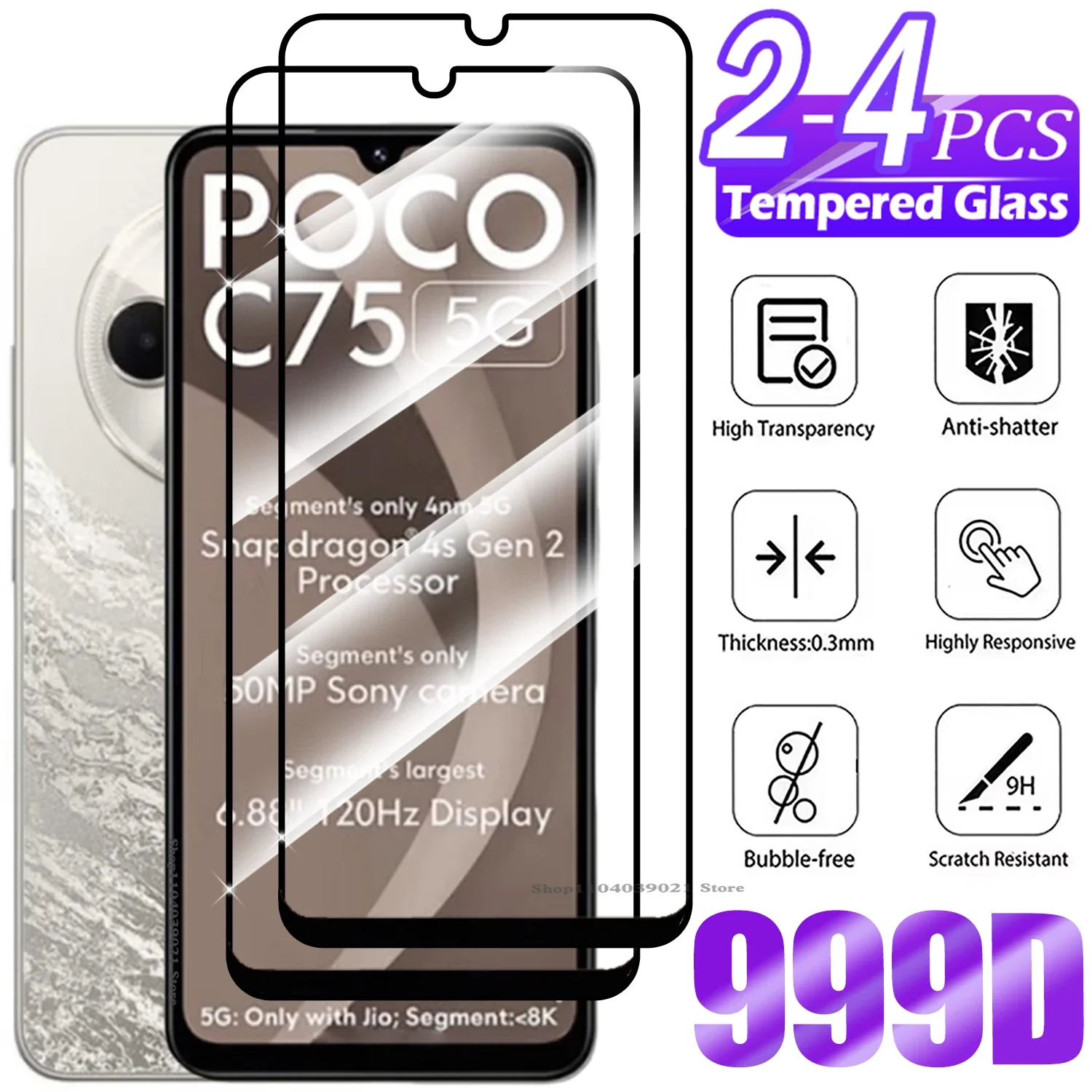 2/4Pcs Tempered Gla… - image