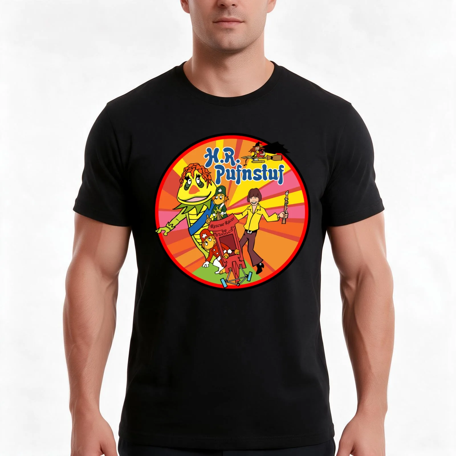 HR H R Pufnstuf Puff Stuff Puff n stuff Shirt Sticker Hoodie Mask T-Shirt, Summer Casual Cotton Tee, Oversized Streetwear Tops