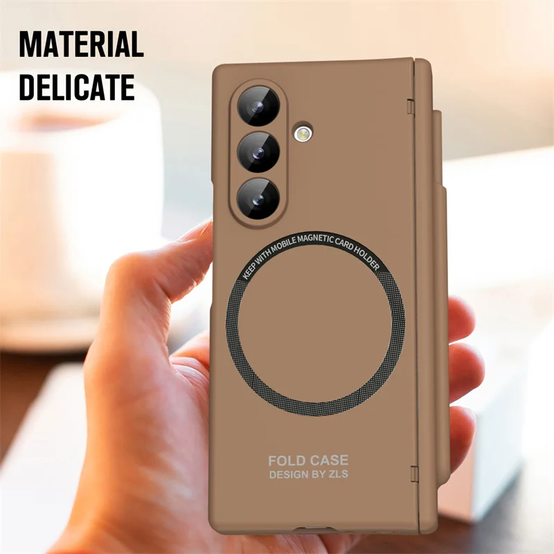 

For Samsung Galaxy Z Fold 6 5 7 Phone Case Magnetic Hinge Plating Armor 360 Full Tempered Glass Protector Film Folding Cover