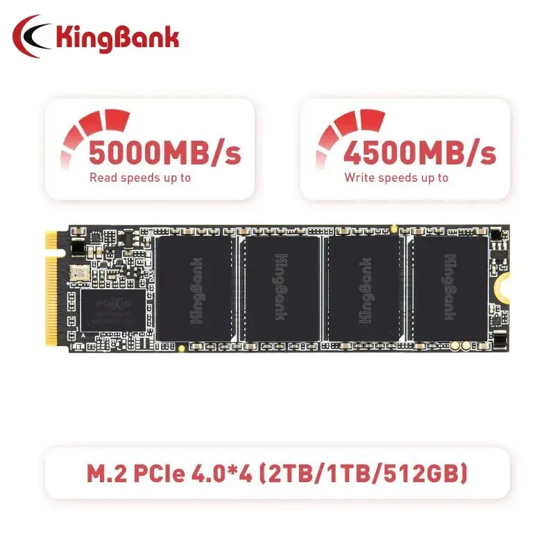 Kingbank KP260 SSD Gen4x4ความเร็วสูง5000MBs 2TB 1TB 512GB M.2 2280 SSD NVMe1.4 M2 Solid State Drive ภายในสำหรับแล็ปท็อปเดสก์ท็อป