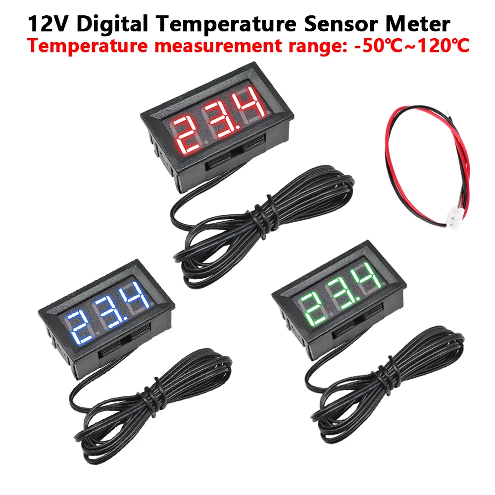 

DC12V 0.56" Mini Digital LED Thermometer for Car Temperature Monitor Panel Meter Measuring Range -50-120℃ with Temperature Probe