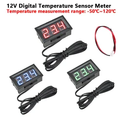 Mini termómetro LED Digital para coche, Monitor de temperatura, Panel medidor, rango de medición 0,56-50-℃, sonda de temperatura, DC12V, 120