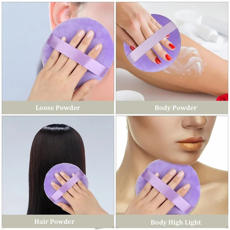 超ソフトベルベットルースパウダー化粧パフ、大型ボディパウダーパフ、洗える特大両用メイクスポンジ（顔・体用）