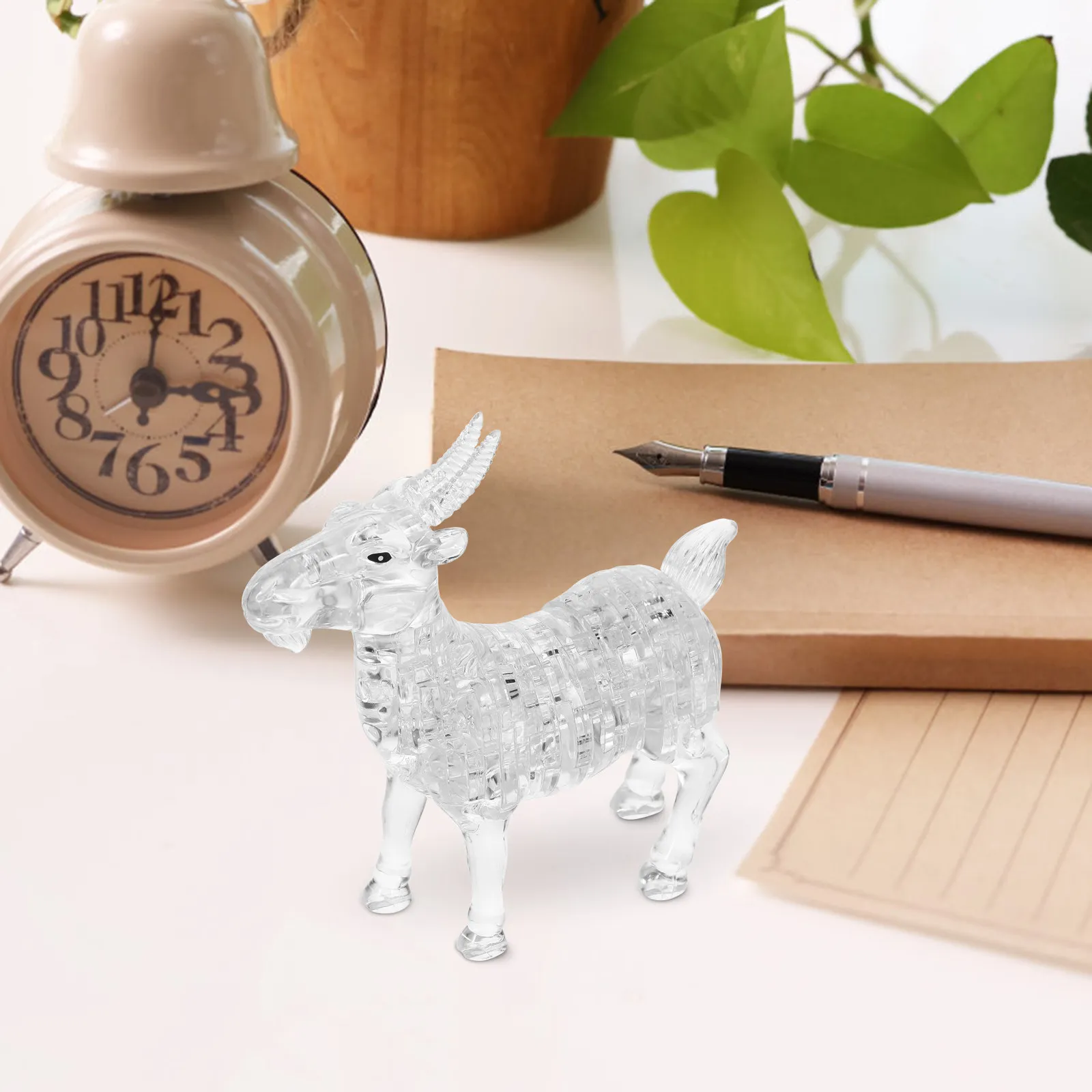

1Pcs Crystal Puzzle Goat Ornament White Decorative Glass Art Home Office Desk Decoration Creative Birthday Gift