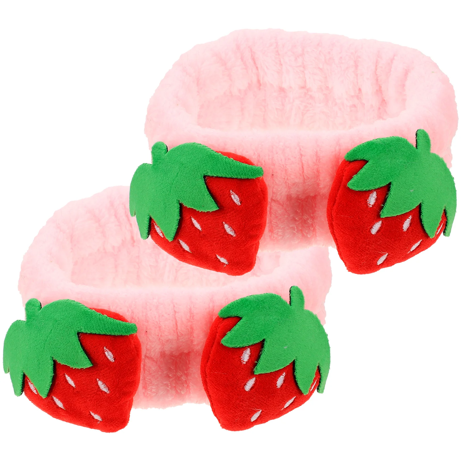 

2pcs Strawberry Shaped Face Washing Headbands Comfortable Elastic Fabric Womens Makeup Hairbands