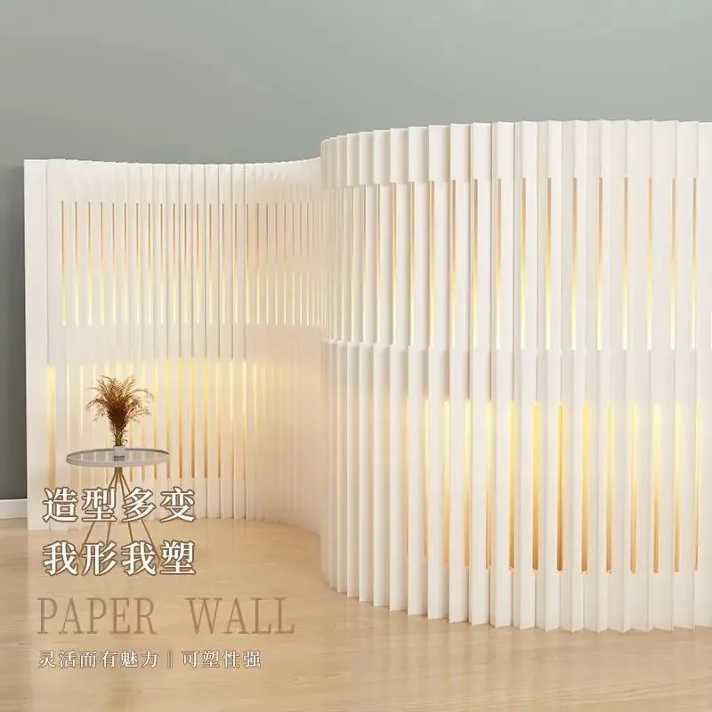 Modern Simple Ray Luminous Paper Screen Partition Office Living Room Folding Mobile Live Stream Background False Wall