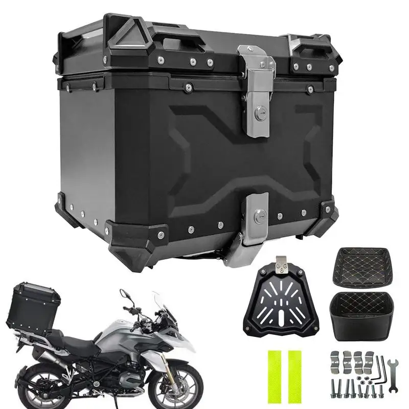 45L Portable Aluminum Motorcycle Trunk Box Waterproof Universal Motorcycle Tail Box Multifunctional Motorcycle Rear Storage Box