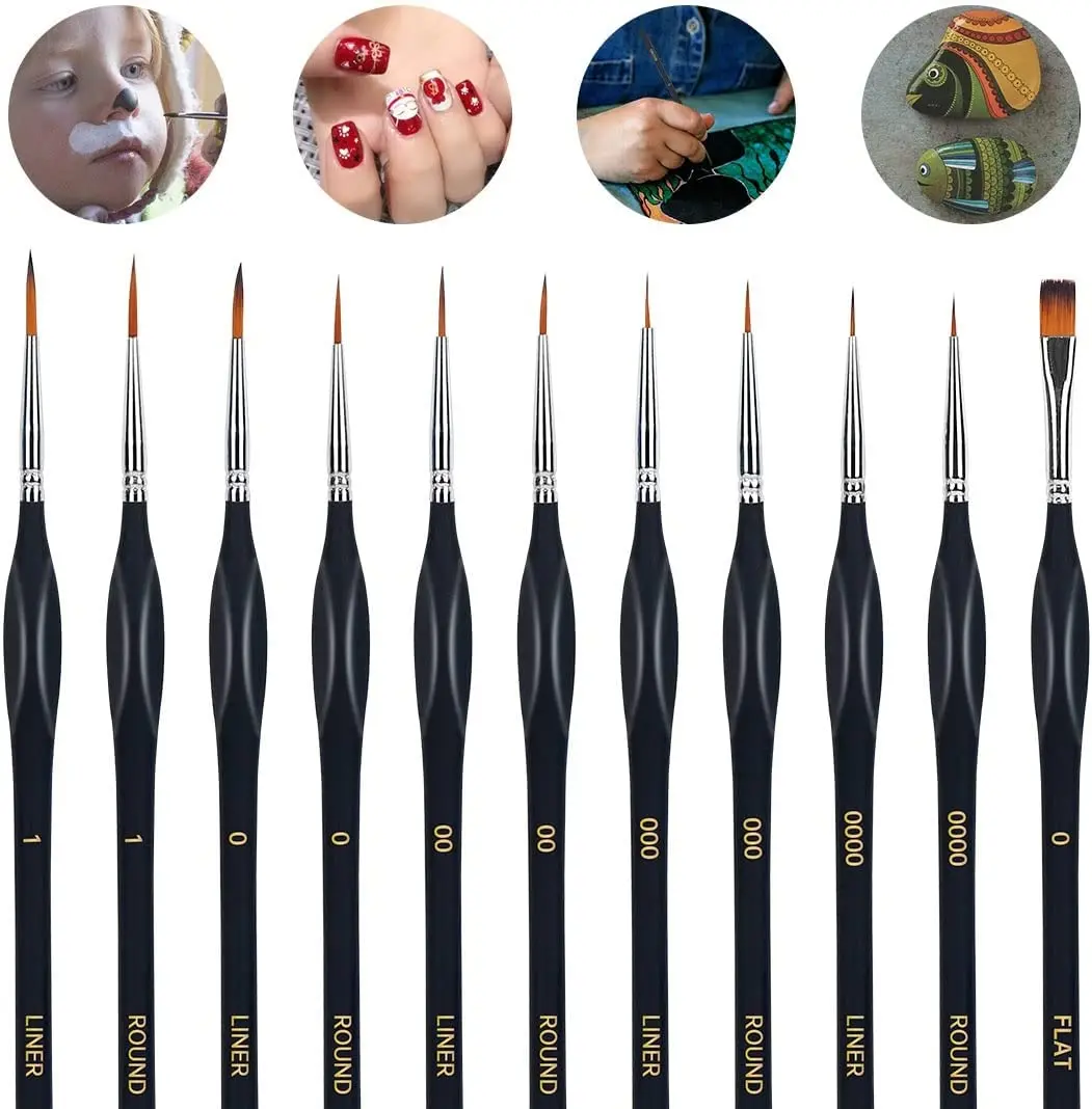 11 Pcs Paint Brushes Set for Watercolor Acrylic Oil Gouache Professional Nail Artists Detail Fine Tools Drawing Art Supplies