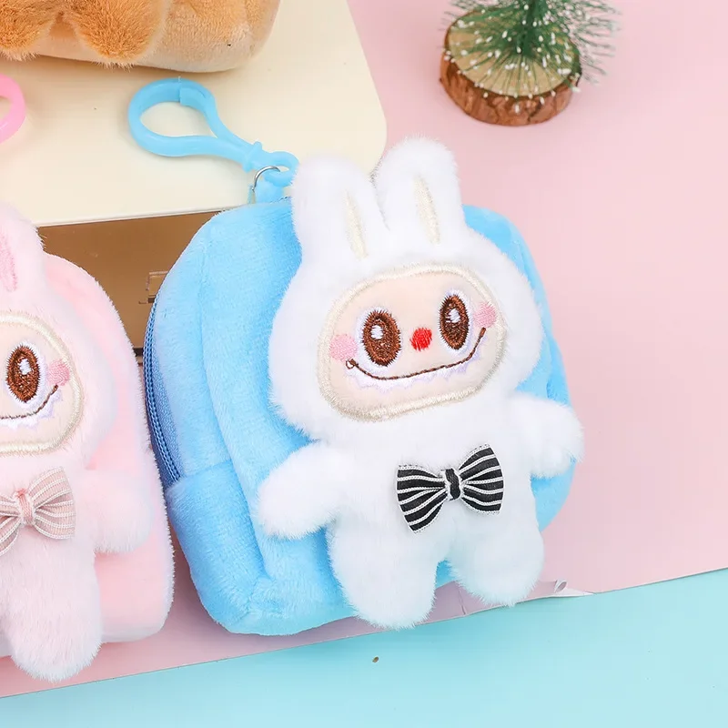 Porte-monnaie en peluche Labubu, lapin mignon, beurre, sac pour écouteurs, porte-clés de voiture, pendentif sac à dos pour garçons, cadeaux de vacances pour filles et enfants, mode