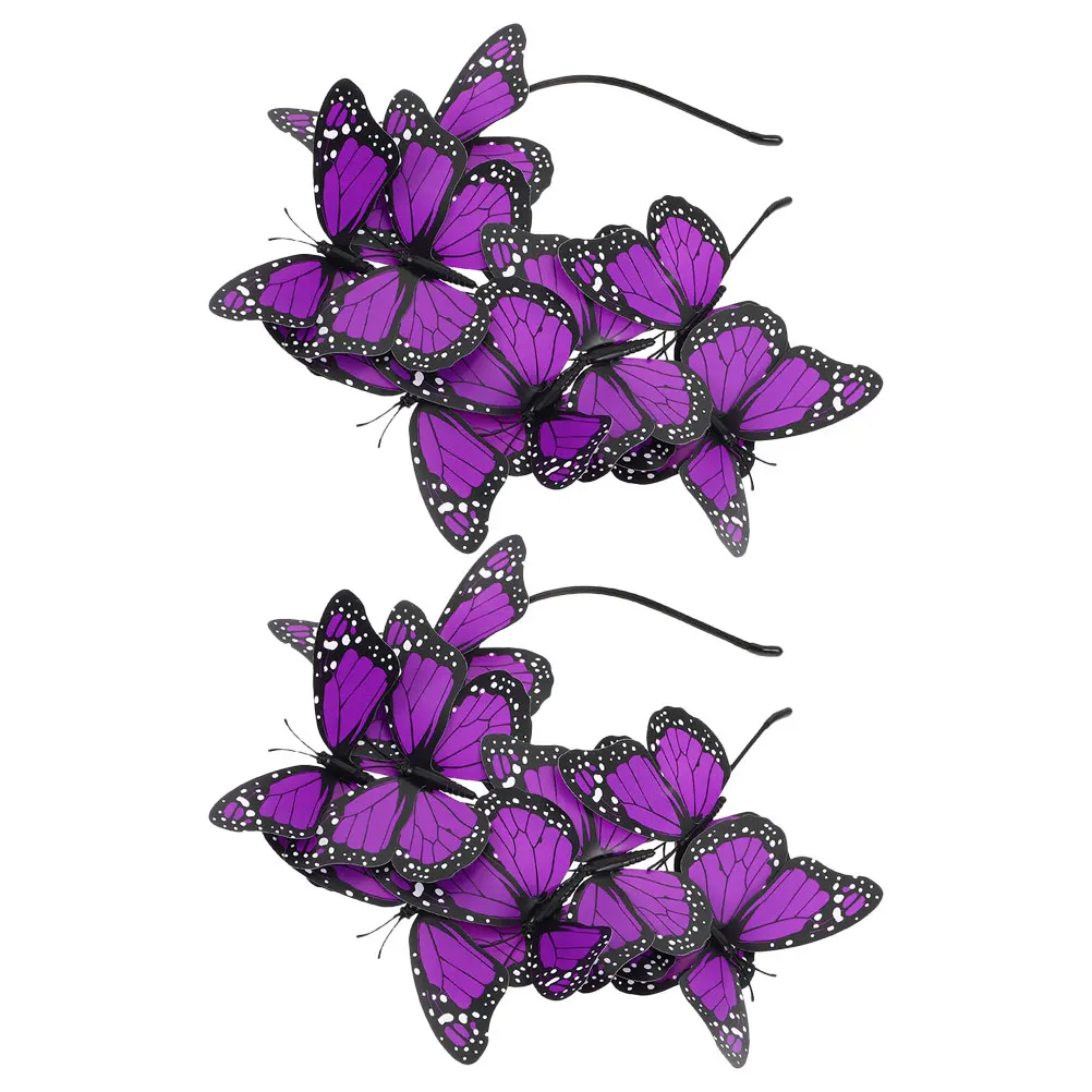 

2Pcs Butterfly Headb s for Women Violet Hair Accessory Soft Plastic Matches Any Outfit Daily Wear Events Hairstyle