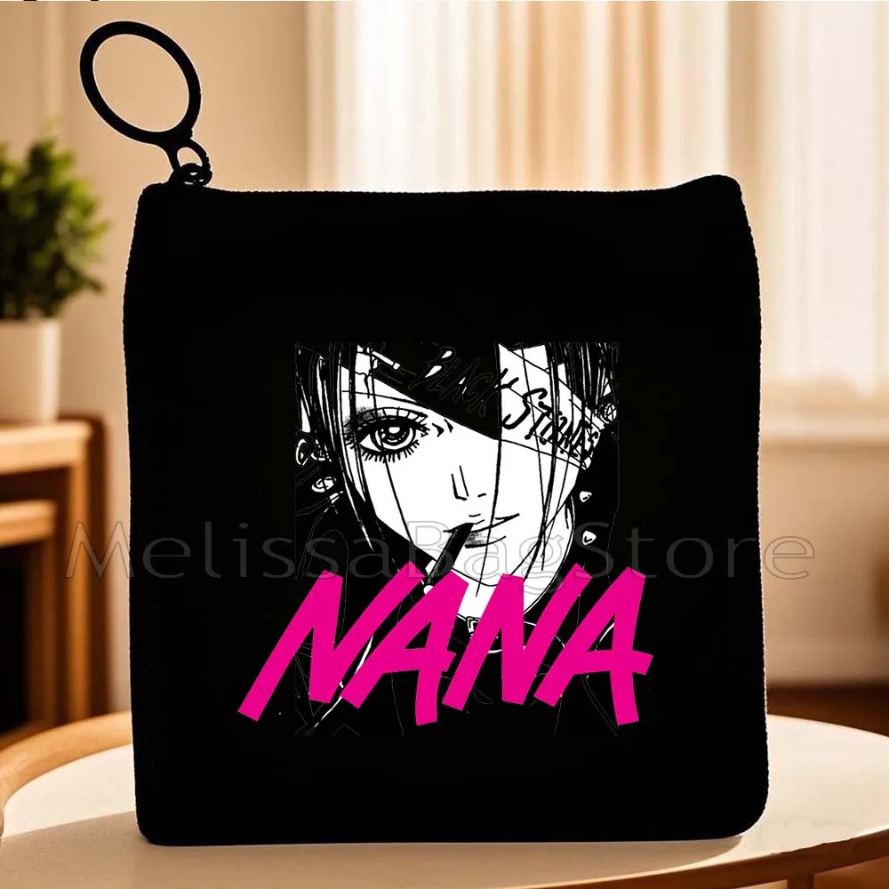 NANA Anime Manga Nana Osaki And Ren Honjo Lotus Flower Tattoo Canvas Coin Purse Bag Small Square Key Storage Bag Wallet Pouch