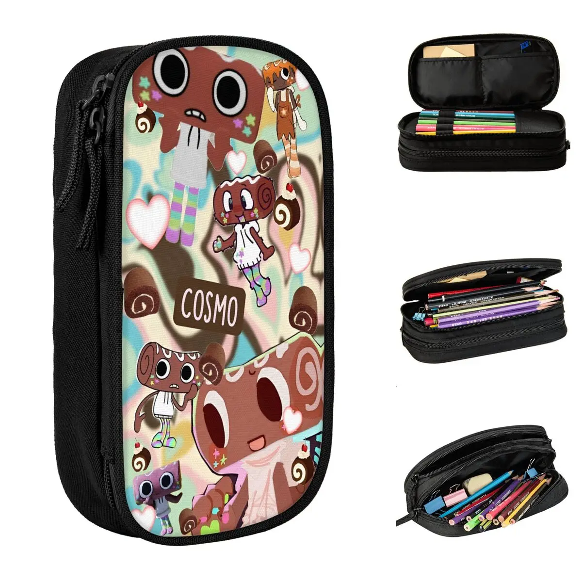 Large Capacity Pencil Case Cosmo Collage Merch Dandys World Game Double Layer Pencilcase Girl Make Up Bag Suprise Gift