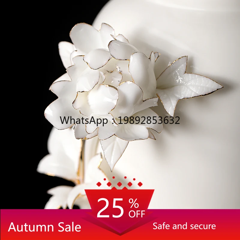 

white ceramic vase ornament living room flower arrangement light luxury high-end TV cabinet decoration home decor
