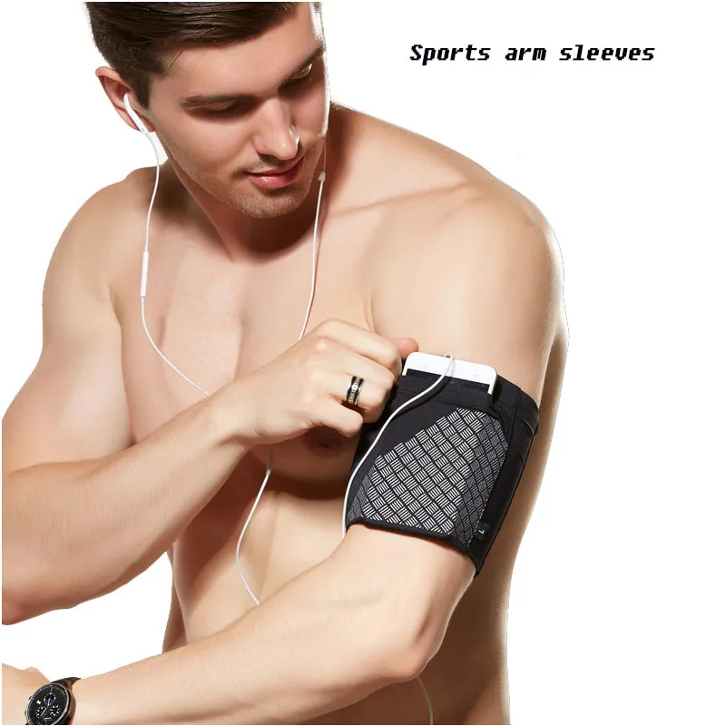Fascia da braccio riflettente unisex per la corsa: manica da braccio fitness resistente al sudore con tasca per telefono
