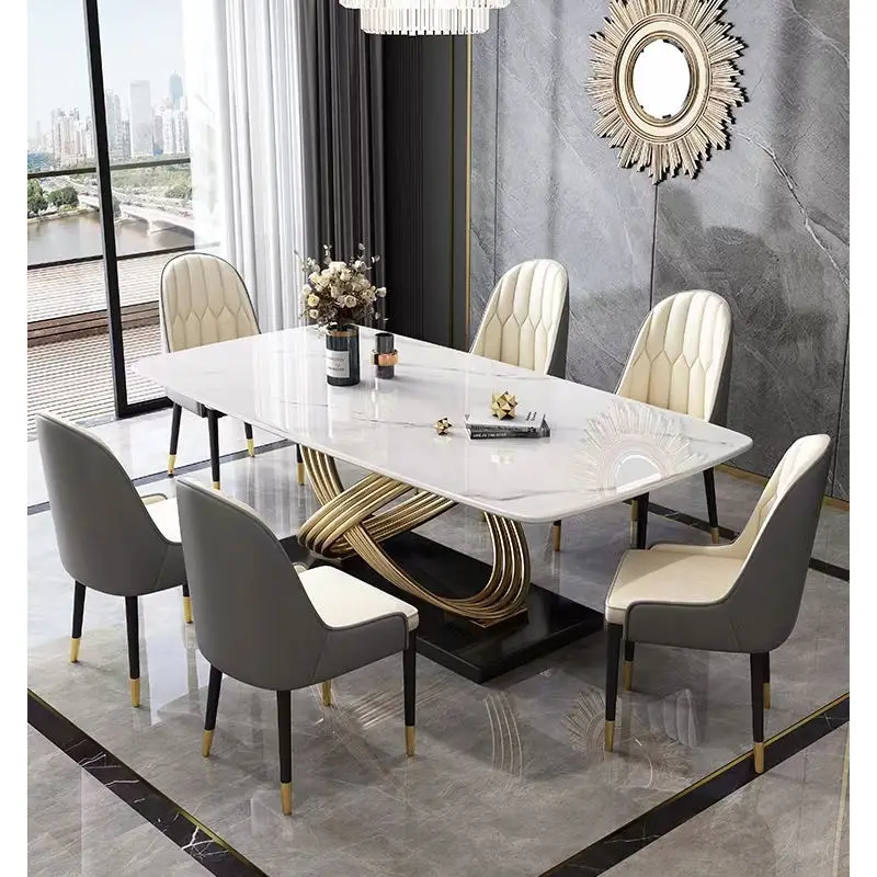 

2023 hot Modern design dining table set 6 chairs good quality high dining table