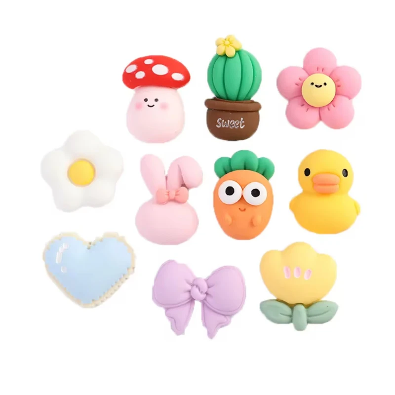 Cute Mini Kawaii Cute Duck Flower Hole Shoe Charms Decoration Shoe Buckle Diy Scrapbooking Decorative Accessories Kid Gifts