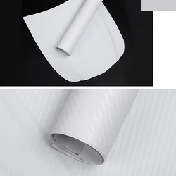 150cm White 3D Carbon Fiber Car Wrap Vinyl Covering Film Sticker Decal Roll Sheet Air Bubble Release 5Ft 60