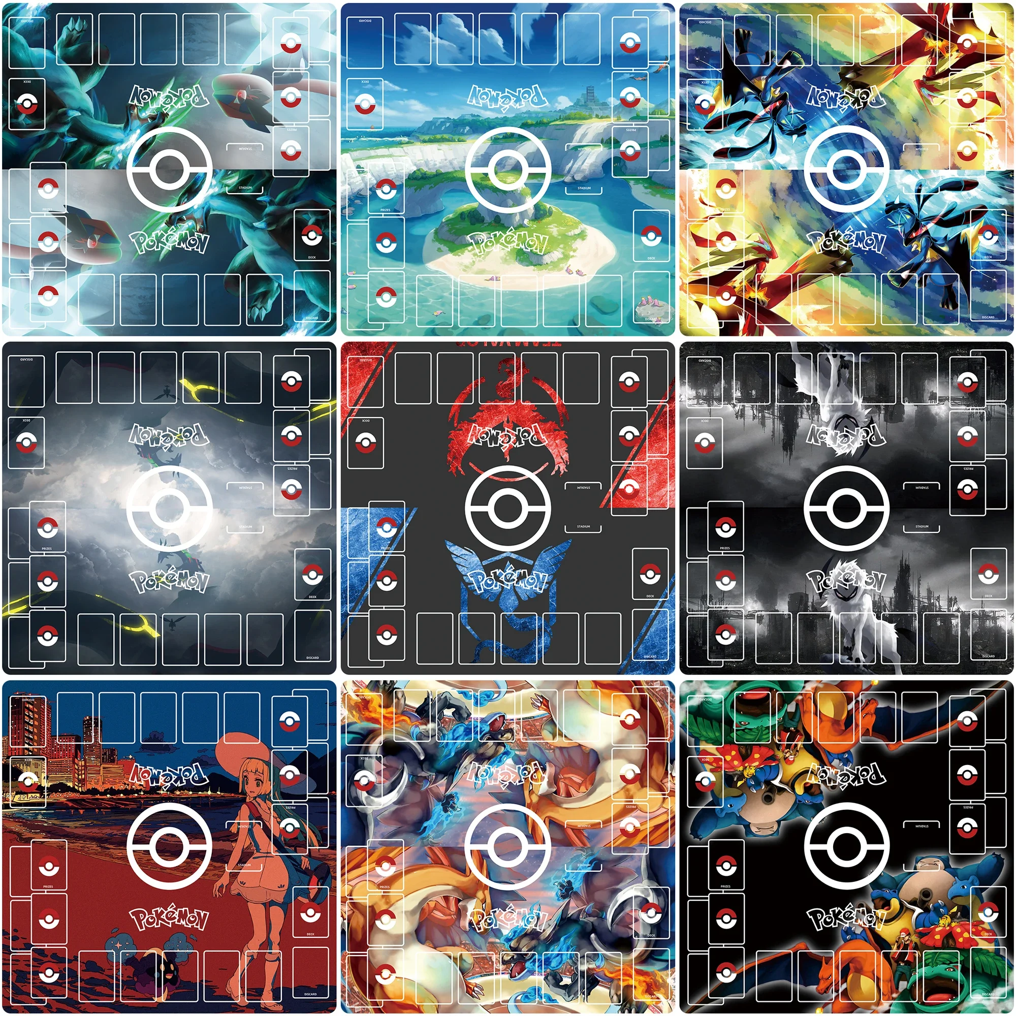 

Diy Pokemon Dedicated Double GAME Card Mat Battle Sylveon Charizard PTCG Rayquaza Lillie Gift Toy Anime Table Mat 60*60*0.2cm