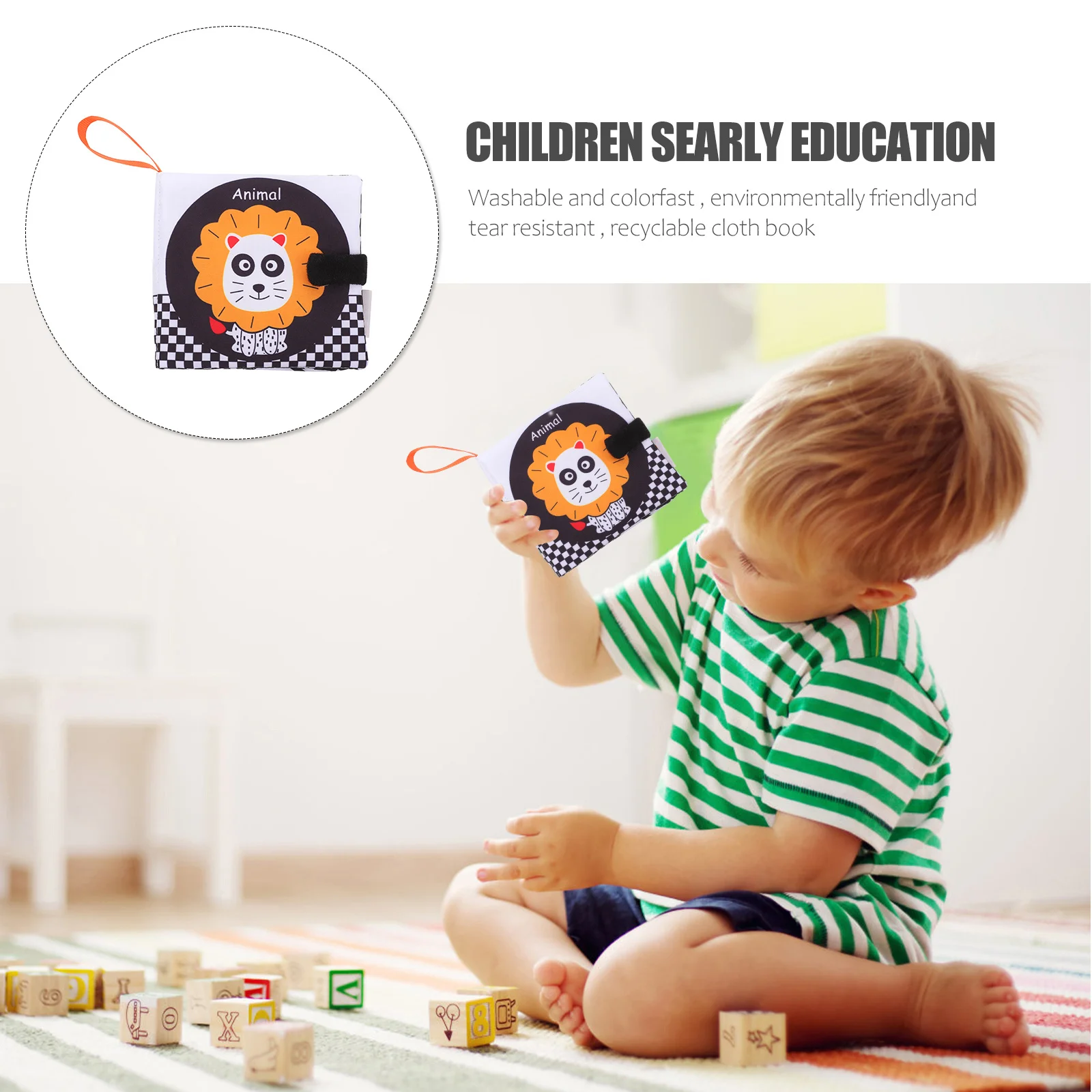 Babydoekboek Vroeg educatief Zacht wasbaar Herbruikbaar Baby eerste boek Bevorder intelligentie Visuele bewustzijn Cognitie