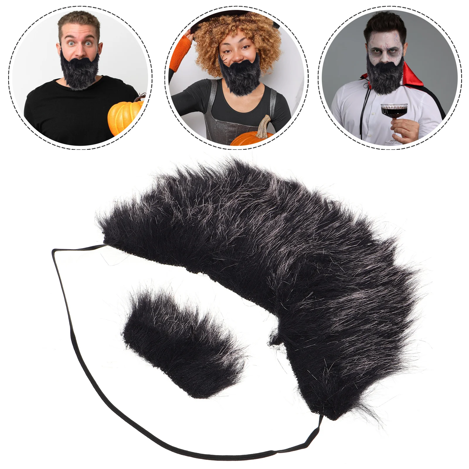 

1Set Realistic Fake Mustache Beard Cosplay Prop Costume Facial Hair Halloween Pirate False Beard Party Accessory