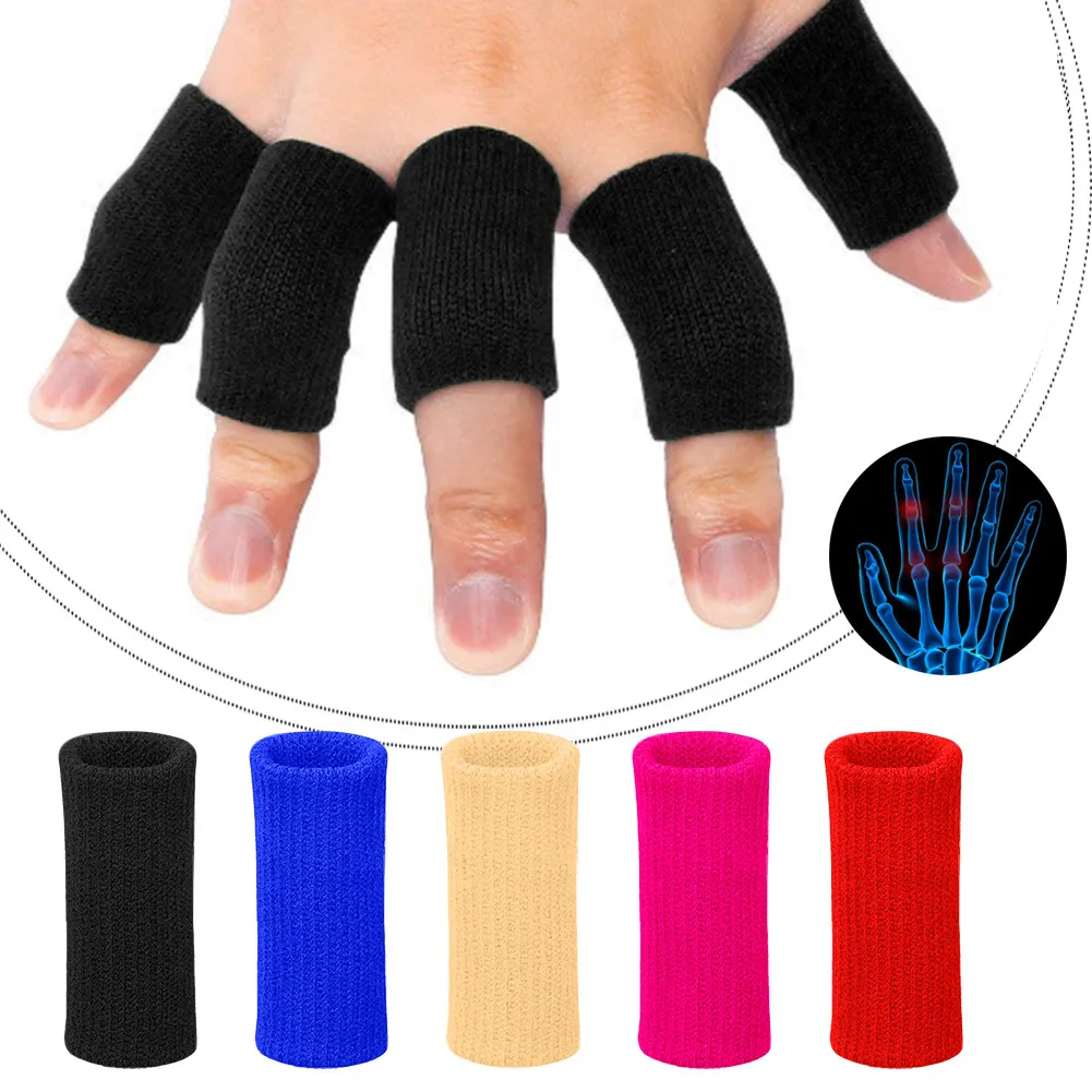 10Pcs/lot Finger Sleeves Support Thumb Splint Brace For Arthritis Elastic Finger Tape For Basketball Tennis Baseball Volleyball