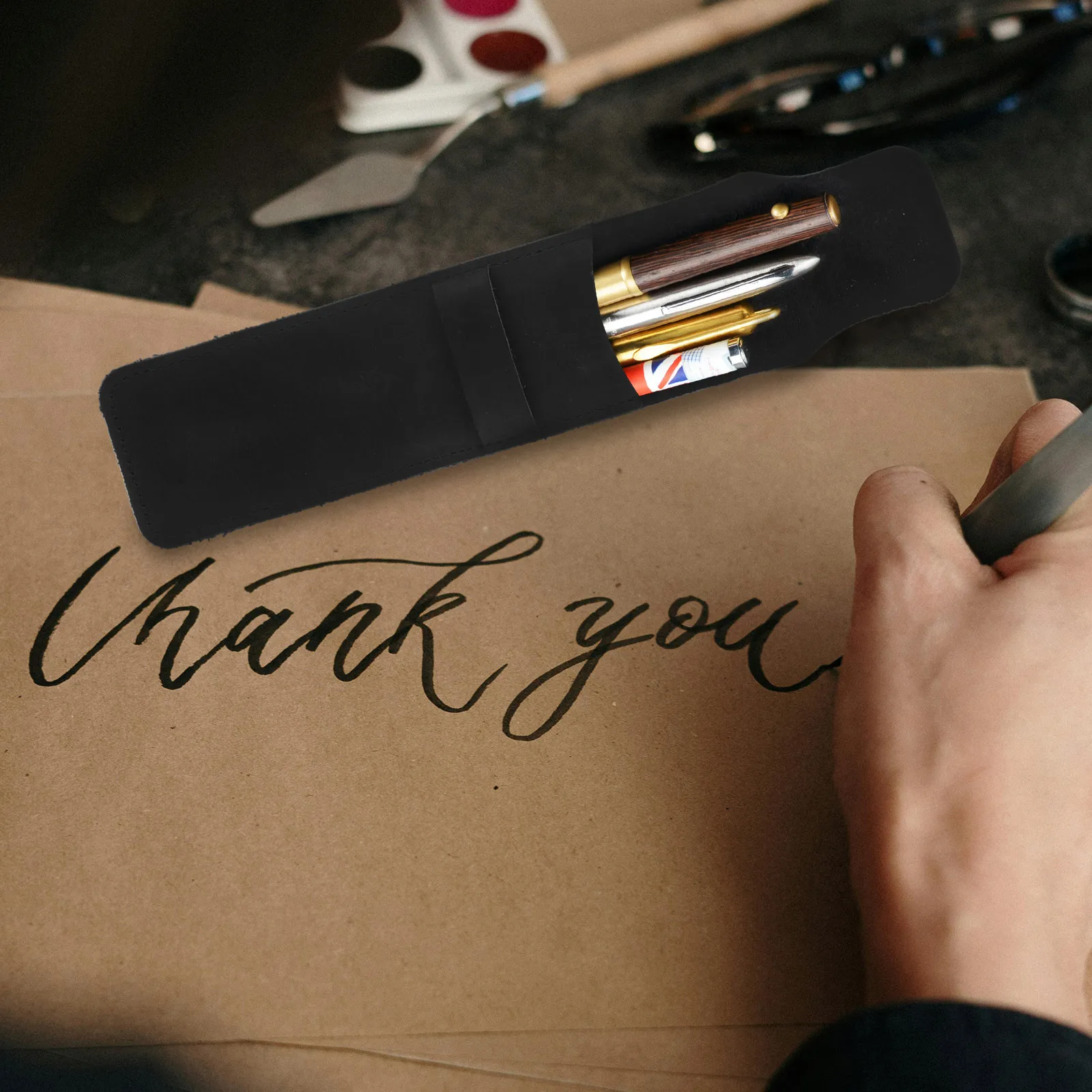 

Classic Pen Holder Stylish Scratch Proof Pen Pouch Storage Sleeve for Fountain Ballpoint Pens School Office