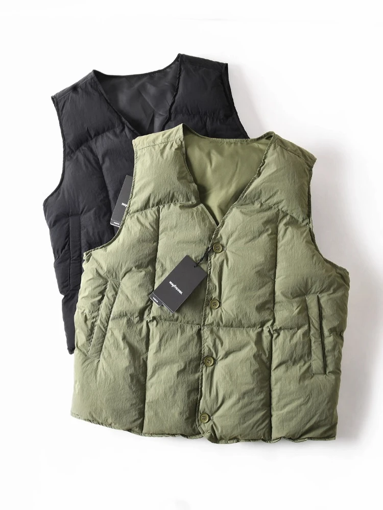 

Loose Fit Thiened down Cotton Vest ex Autumn Winter Warm Casual V-Ne Jaet Youth Faion Spring Summer Regular Length