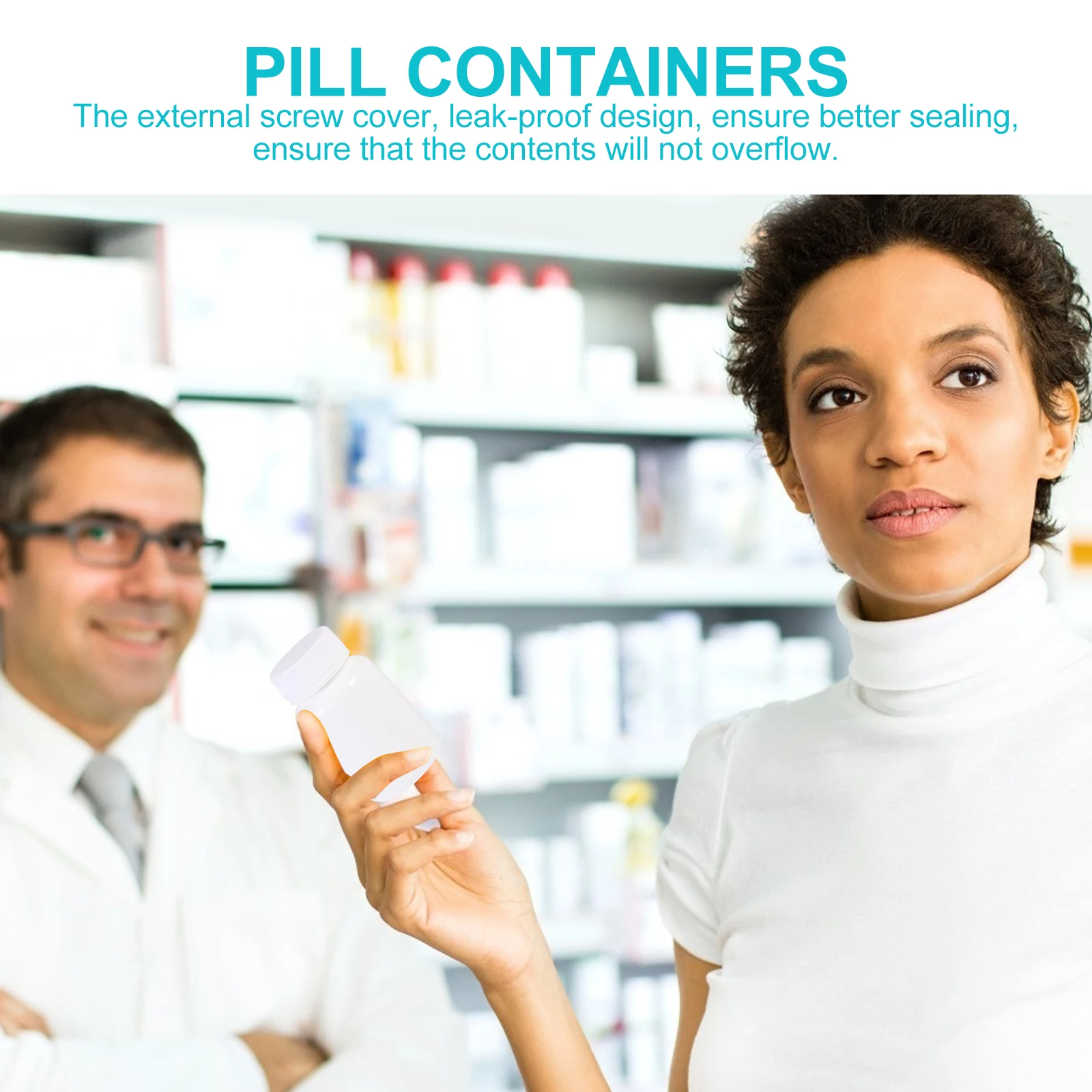 

10Pcs Portable Plastic Bottles Capsule Containers Leak-Proof Wide Mouth Screw Cap Vitamin Storage Jars Bottles