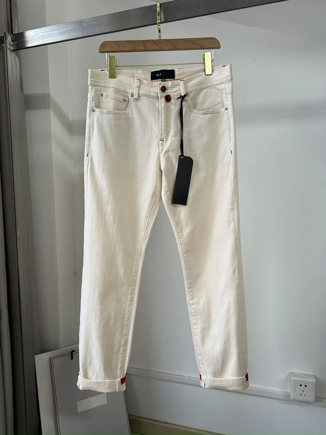 BLLIYOSS-Jeans de luxe léger pour hommes, pantalons décontractés classiques, pantalons à jambe droite, broderie Old Money, élastique lisse, nouvelle mode, 2024