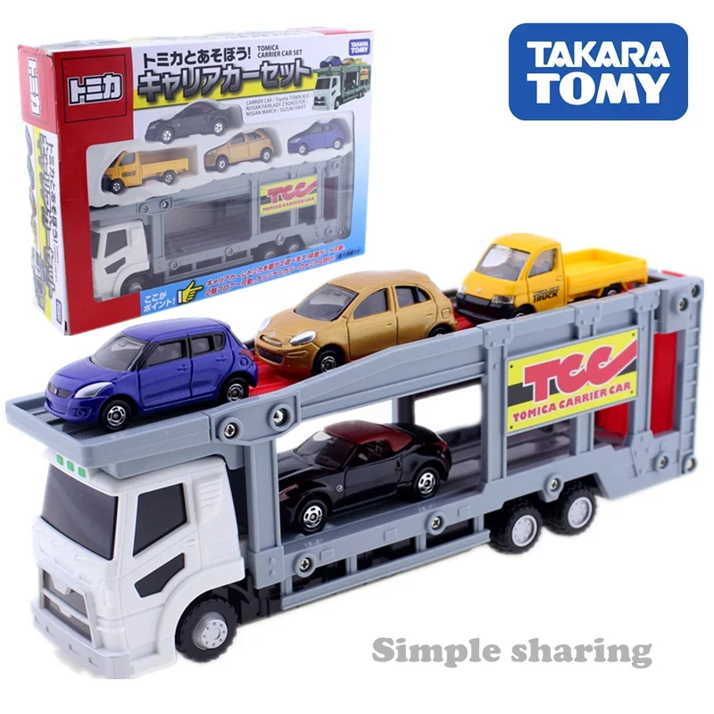 Takara Tomy Tomica Wereld Tomica Carrier Auto Set Met 4 Nissan, Suzuki, Toyota, speelgoed Motor Voertuig Diecast Metaal Model