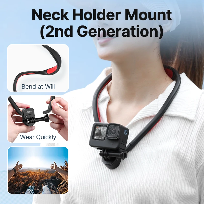 Ulanzi Silicone Magnetic Neck Hold Mount Chest Mount for GoPro 13 12 Hero 11 10 9 8 Insta360 DJI Osmo Action Camera Accessories